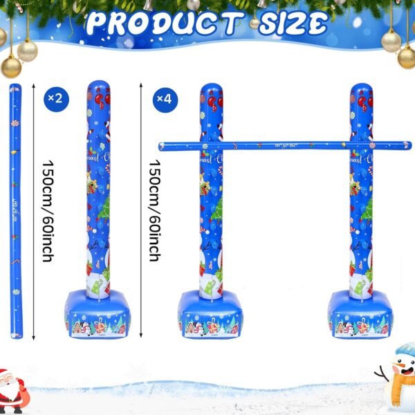 2 Pack Christmas Inflatable Limbo Party Game 59 in Santa Xmas Tree Indoor Outdoor Family Party Favor Easy Setup for Birthday Backyard Picnic Winter Holiday Decor (Snowman) - Image 3