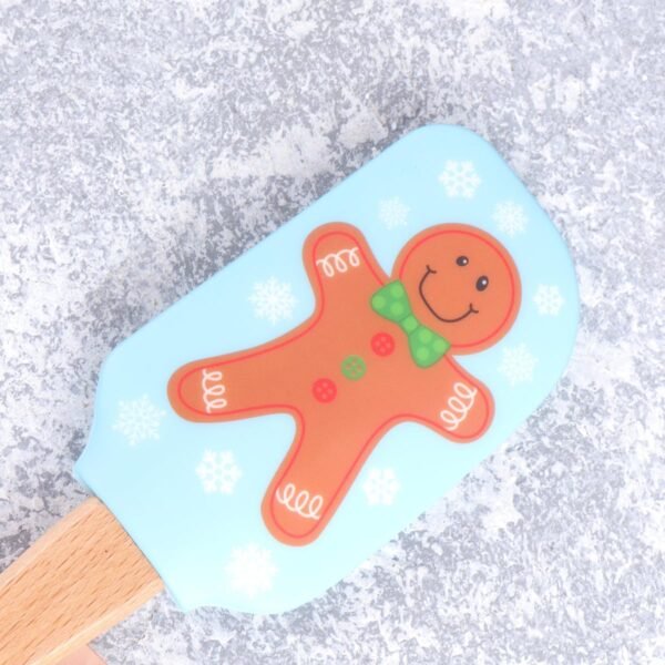 Christmas Silicone Spatula Gingerbread Spatula: 2 Pack Christmas Cake Decorating Spatula, Gingerbread Man Pattern Xmas Cake Spatula with Wooden Handle for Kitchen Mixing Baking Cooking - Image 7