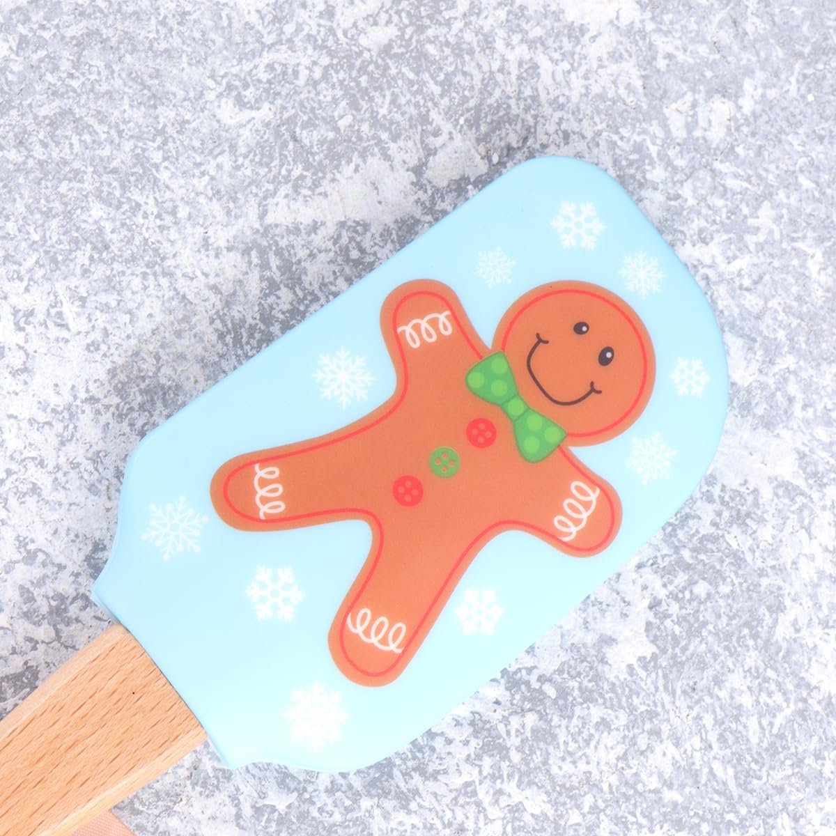 Christmas Silicone Spatula Gingerbread Spatula: 2 Pack Christmas Cake Decorating Spatula, Gingerbread Man Pattern Xmas Cake Spatula with Wooden Handle for Kitchen Mixing Baking Cooking - Image 7