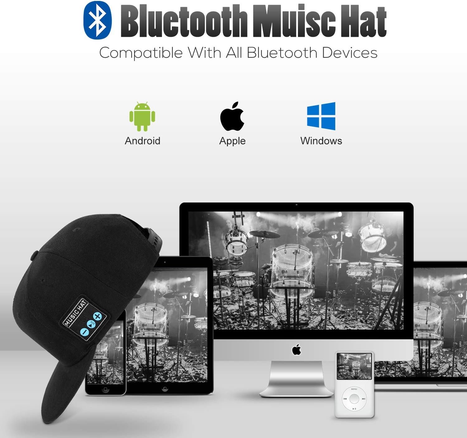 Hat with Bluetooth Speaker Adjustable Music Hat Bluetooth Cap for Outdoor Sports Baseball Cap, The Birthday Gifts for Men/Women/Boys/Girls - Image 3