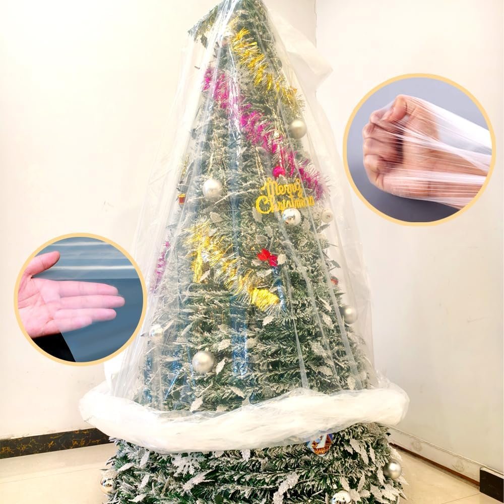 TopSoon Christmas Tree Removal Bag 9-Feet Tall by 6-Feet Wide Christmas Tree Disposal Bag Plastic Patio Furniture Cover Large Clear Storage Bag - Image 10