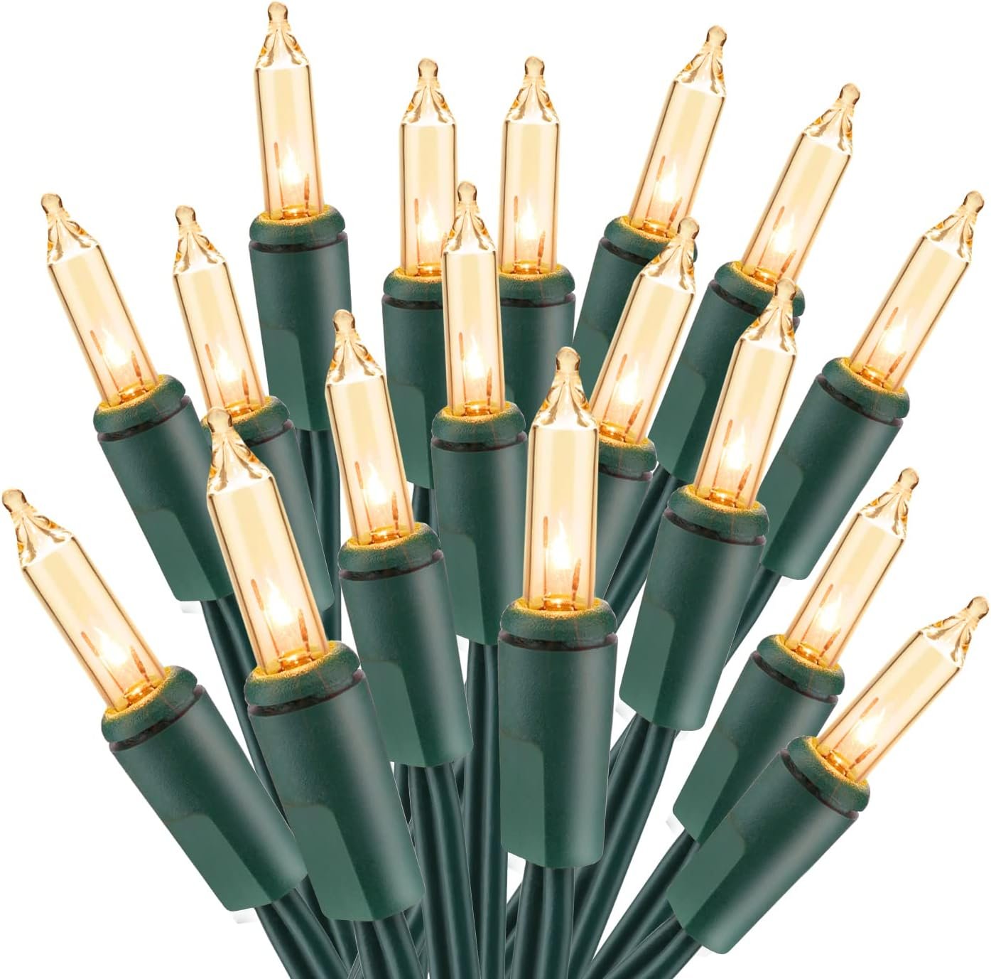 Christmas Lights, 21.63ft 100 Count Incandescent Clear Christmas Lights, UL Certified Outdoor Christmas Mini Light Connectable, Green Wire Tree Light Indoor for Home Party Decor, Warm White - Image 2
