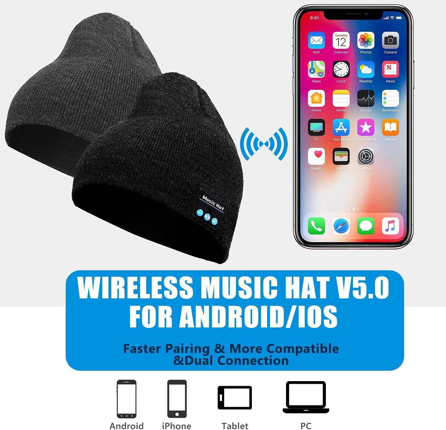 Wireless Beanie Hat Music Hat with Gloves for Men Women Gift Unisex Music Beanie for Outdoor Sports - Image 8