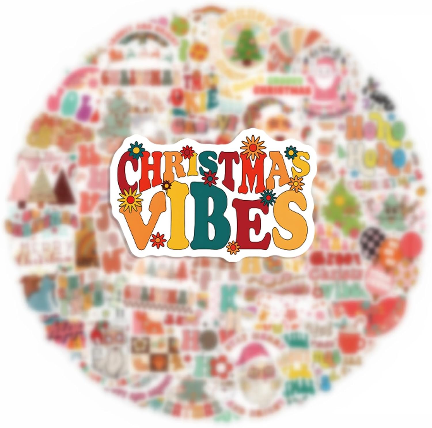 100PCS Christmas Aesthetics Stickers,Groovy Boho Hippie Cute Christmas Gifts for Kid Teens,Adults,Christmas Party,Waterproof Vinyl Stickers for Water Bottle,Laptop,Phone,Cup,Bumper,Skateboard,Luggage - Image 3