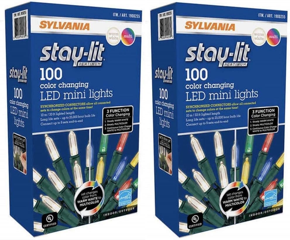 Sylvania Platinum 100-Count Color Changing LED Mini Dual Lights (33 ft. Length) (2 Pack) - Image 2