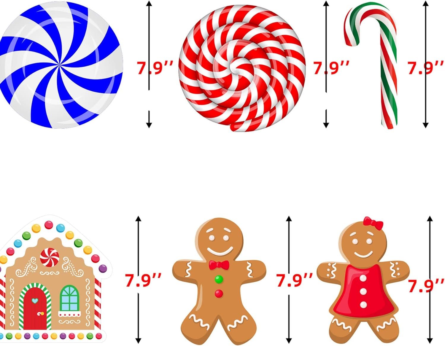 Funnlot 57PCS Peppermint Floor Decals Christmas Wall Stickers Christmas Decals for Wall Christmas Stickers for Wall Candy Wall Stickers Christmas for Candyland Decoration - Image 3