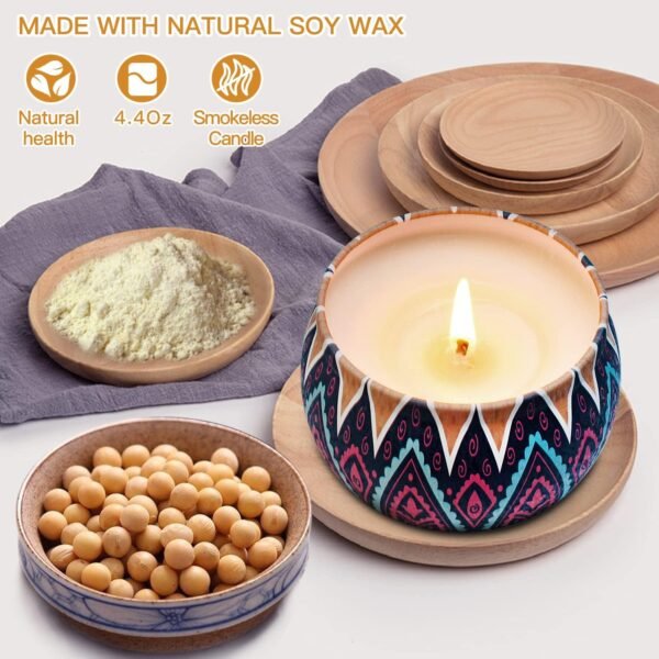 Scented Candles Gifts Set for Women, Aromatherapy Candles for Home Scented, Upgraded Large Tin of Soy Candle Lavender Candle Birthday Gifts for Women Mom Bath Spa Meditation Christmas Gifts Candles - Image 6