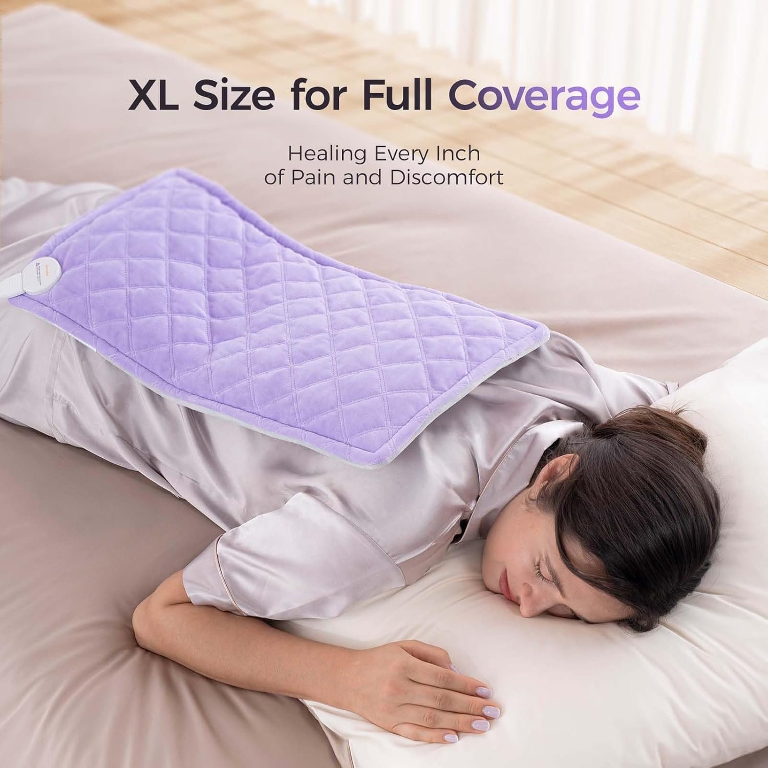 OCOOPA Cozy Heating Pad, Comfortable & Soft Plush 8-Layer HeatLock, for Period Cramps & Back Pain Relief, Cute Heated Pad Large 12"x24", 6-Hour Auto-Timer, Warm Christmas Gifts for Women Mom, Purple - Image 6