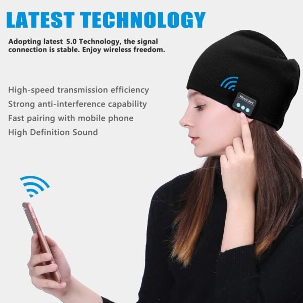 Wireless Beanie Hat Music Hat with Gloves for Men Women Gift Unisex Music Beanie for Outdoor Sports - Image 4