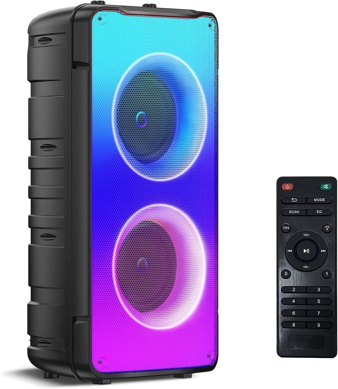 Bluetooth Speakers, 60W(80W Peak) Portable Loud Wireless Stereo Speaker with Rich Bass, Bluetooth 5.0, FM Radio, Colorful Light, TWS Pairing, EQ, 10000mAh Battery, Outdoor Speaker for Home Party Gift - Image 2
