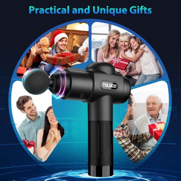 TOLOCO Massage Gun, Deep Tissue Back Massage for Athletes for Pain Relief, Percussion Massager with 10 Massages Heads & Silent Brushless Motor, Black - Image 9