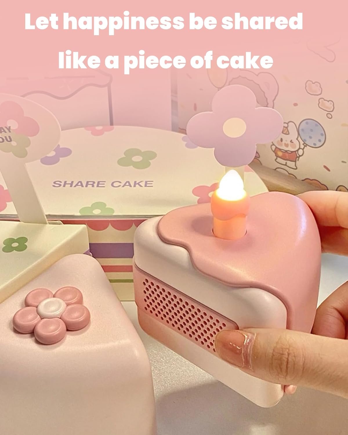 Cute Bluetooth Speaker,Portable Wireless Speaker with Loud Stereo Sound,Blow-Out Candle Lights,60s Recording Function,6H Play Supports TWS Pairing for Birthday Gifts,Room Decor(2Pcs/Pink) - Image 3