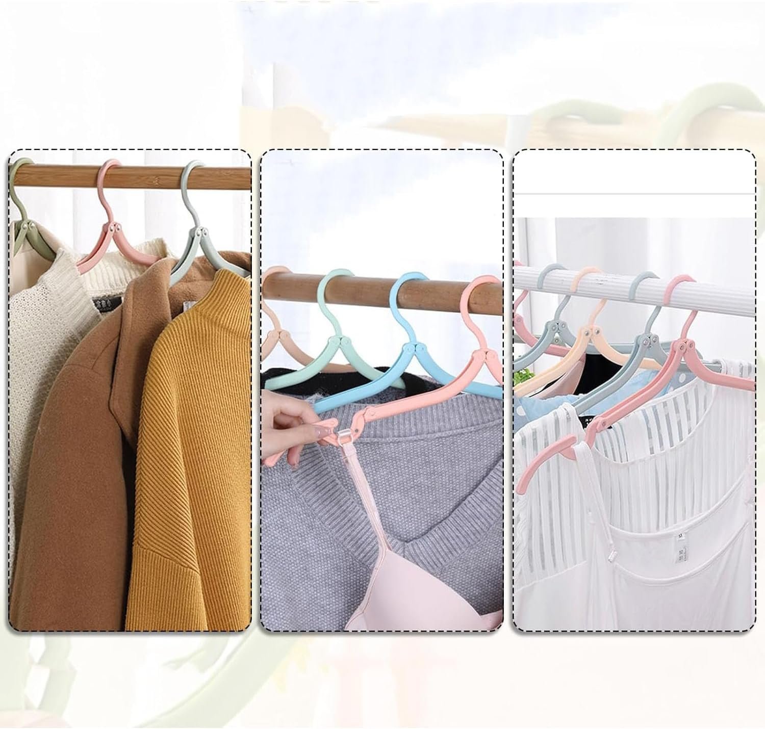 BANSHAN 20PCS Portable Travel Coat Hangers, 5 Color Plastic Travel Hangers Foldable, Travel Accessories for Holiday Camping,Multifunction Travel Essentials - Image 5