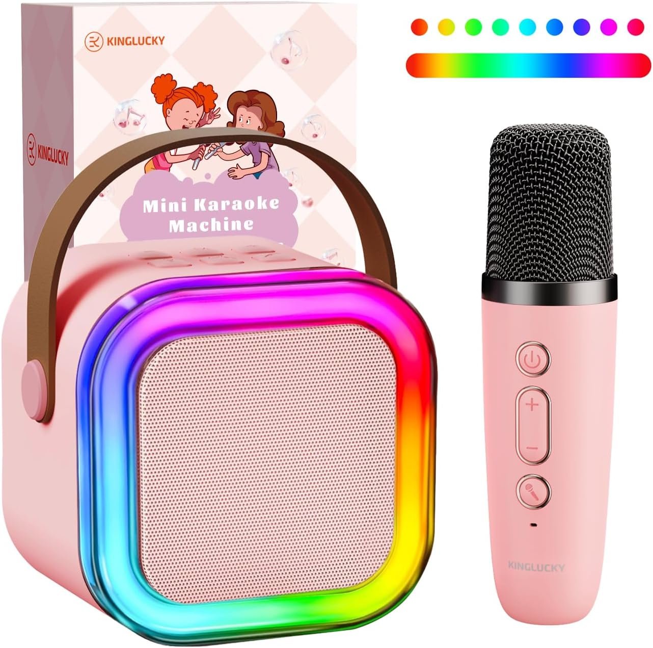 TOP Mini Karaoke Machine for Kids (with 14M+ Songs), Christmas Birthday Gifts Ideas for Girls Toy Ages 3-12+, Portable Bluetooth Speaker with 1 Wireless Microphone - Pink - Image 2