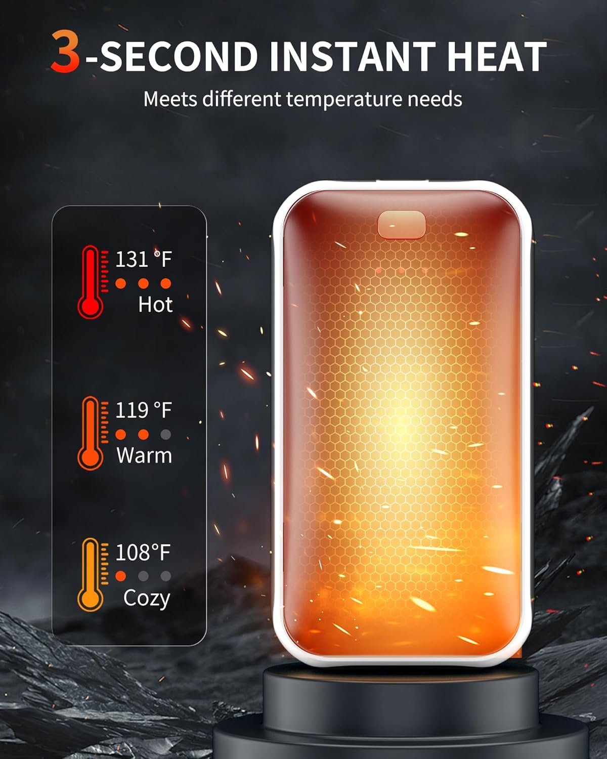 Hand Warmers Rechargeable, 2 Pack Electric Hand Warmer, Reusable Portable Pocket Heater USB Handwarmers, Gifts for Men, Women, Indoor, Outdoor, Hiking, Skiing, Camping, Hunting Accessories - Image 5