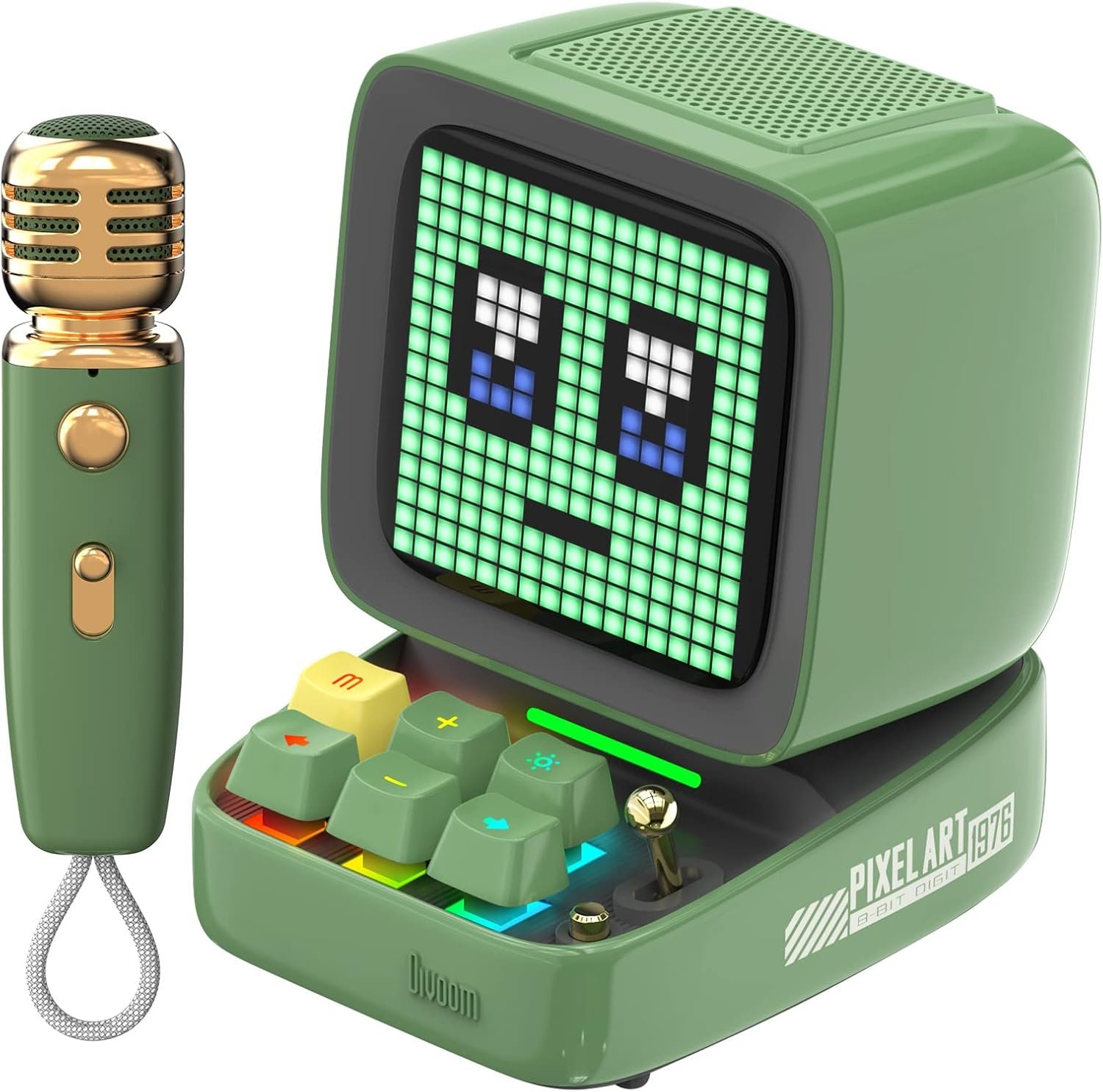 Divoom Ditoo-Mic Bluetooth Speaker with Karaoke Microphone - RGB Keyboard and Pixel Display Desktop Decor, Different Sound Modes, Ideal Gifts for Home Party, Mobile KTV (Green) - Image 2