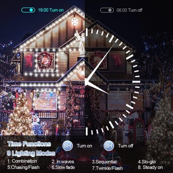 XURISEN 403FT Christmas Lights, 1000 LED Super Long String Lights 8 Modes & Memory Timer Plug in Twinkle Fairy Lights Decor for Home Xmas Party Wedding - Image 4