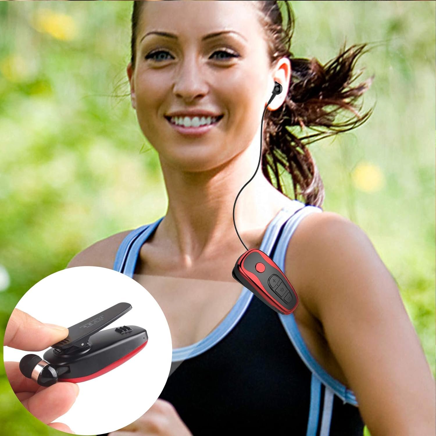 Retractable Wireless Headset Wireless Headphones Business Office Driver Earbud with Clip Retractable Noise Canceling Earbud - Image 5