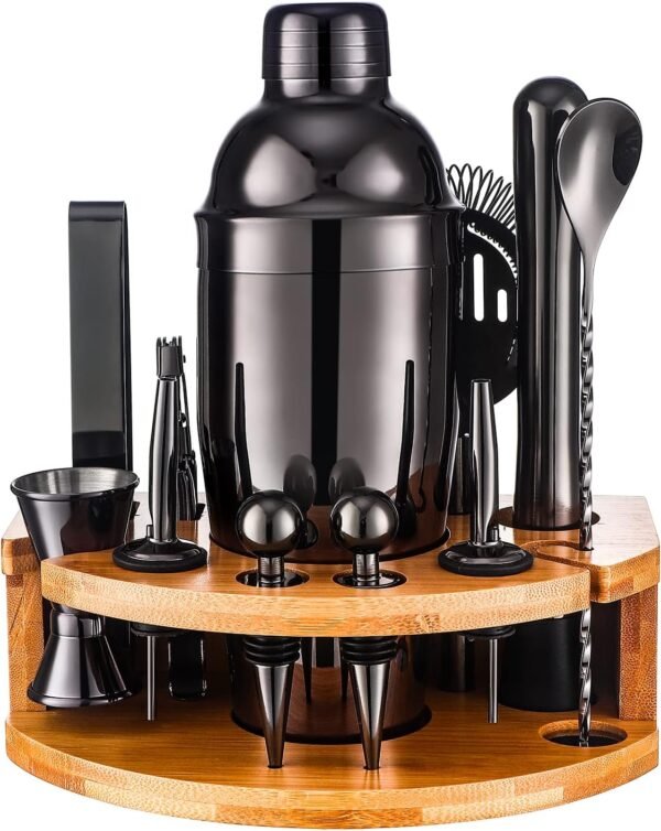 Bartender Kit with Bamboo Stand, 12 Piece 25oz Cocktail Shaker Set with All Essential Bar Tools Set for Drink Mixing, Ideal Gifts for Cocktail Lovers, Home Bar Bartending Kit with Cocktail Recipes - Image 2