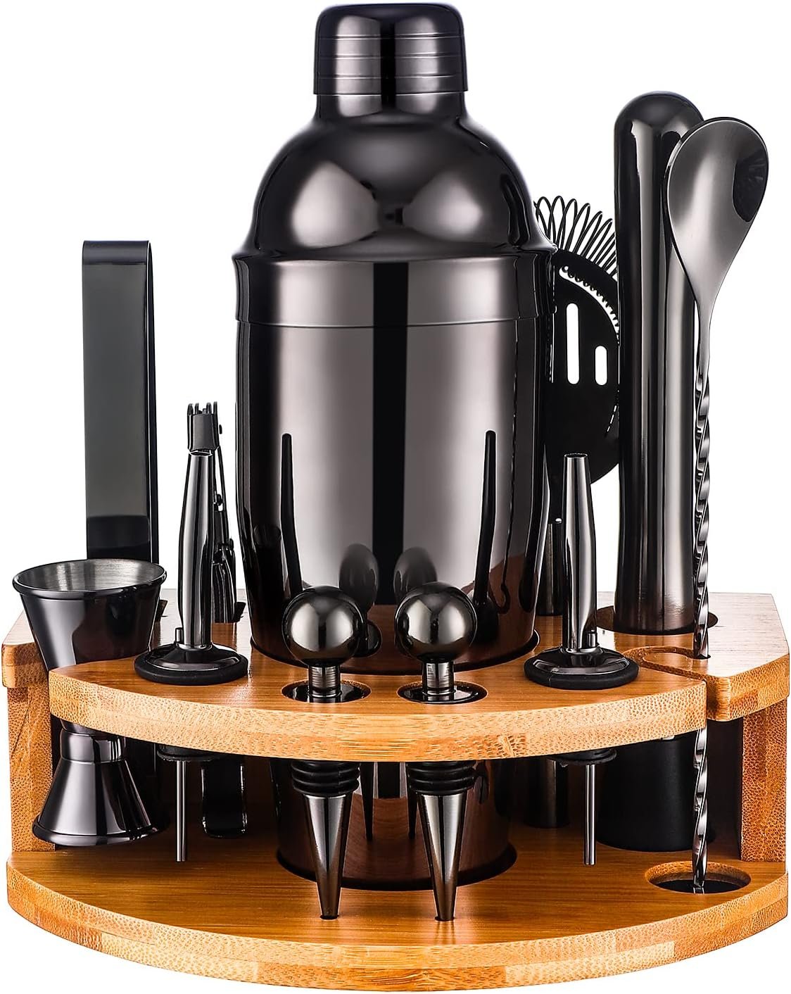 Bartender Kit with Bamboo Stand, 12 Piece 25oz Cocktail Shaker Set with All Essential Bar Tools Set for Drink Mixing, Ideal Gifts for Cocktail Lovers, Home Bar Bartending Kit with Cocktail Recipes - Image 2