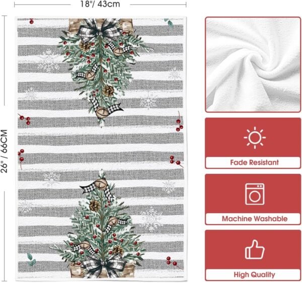 Artoid Mode Xmas Tree Snowman Winter Kitchen Towels Dish Towels, 18x26 Inch Holiday Let It Snow Christmas Decoration Hand Towels Set of 2 - Image 7