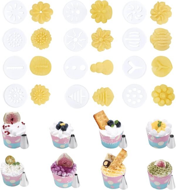 Cookie Spatula and Christmas Cookie Cutters-spritz cookie press gun kit +12 Cookie Discs+8 Icing Nozzles Perfect for DIY Cookie Maker and Cake Icing, for Home DIY, Biscuit Maker and Decoration - Image 6
