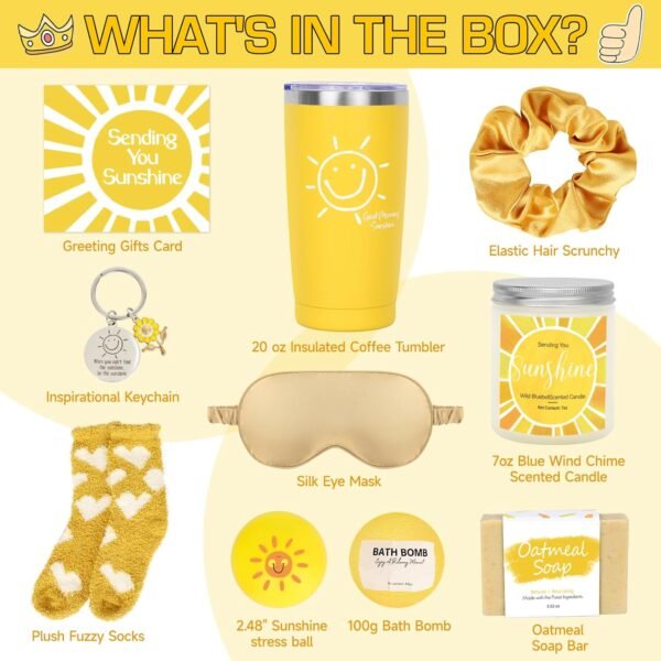 Gift Baskets for Women, 10pcs Unique Birthday Gifts for Women, Best Friend Birthday Gifts, Get Well Soon Gift Basket Sending Sunshine Gifts Cheer Up Box for Sister Friendship - BRIGHTEN UP HER DAY! - Image 4