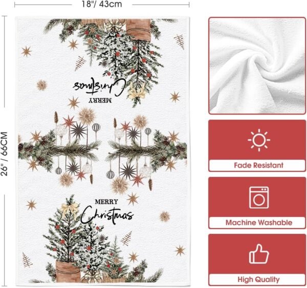 Artoid Mode Xmas Tree Merry Christmas Kitchen Towels Dish Towels, 18x26 Inch Holiday Ornament Ball Hello Winter Decoration Hand Towels Set of 2 - Image 7