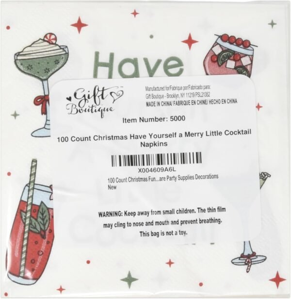 100 Count Christmas Funny Beverage Napkins Holiday Disposable Paper Napkin Have Yourself a Merry Little Cocktail Dessert Napkins for Home Dinner Buffet Xmas Tableware Party Supplies Decorations - Image 8