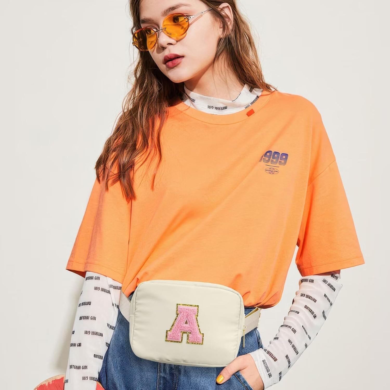 YOOLIFE Christmas Gifts for Women Girls Teens Kids - Personalized Birthday Gifts for Women Daughter Sister Friends, Beige Initial Fanny Pack Crossbody Purse Belt Bag A, Easter Gifts Teens Girls - Image 4