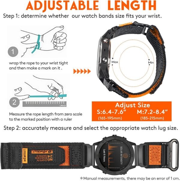 22mm Military Strap Compatible with Garmin Fenix 8 47mm /7/7 Pro/6/6 Pro/5/5 Plus/E 47mm, MARQ Athlete/Golfer/Driver/Captain/Adventurer/Commander, Instinct 2/Crossover/Tacical/Esports/Tide, D2 Delta S/Descent G1, Approach S60/62/S70 47mm, Forerunner965/955/945/935/745,Quatix 6/5, Epix 2, Nylon Sports Watch Band - Image 4