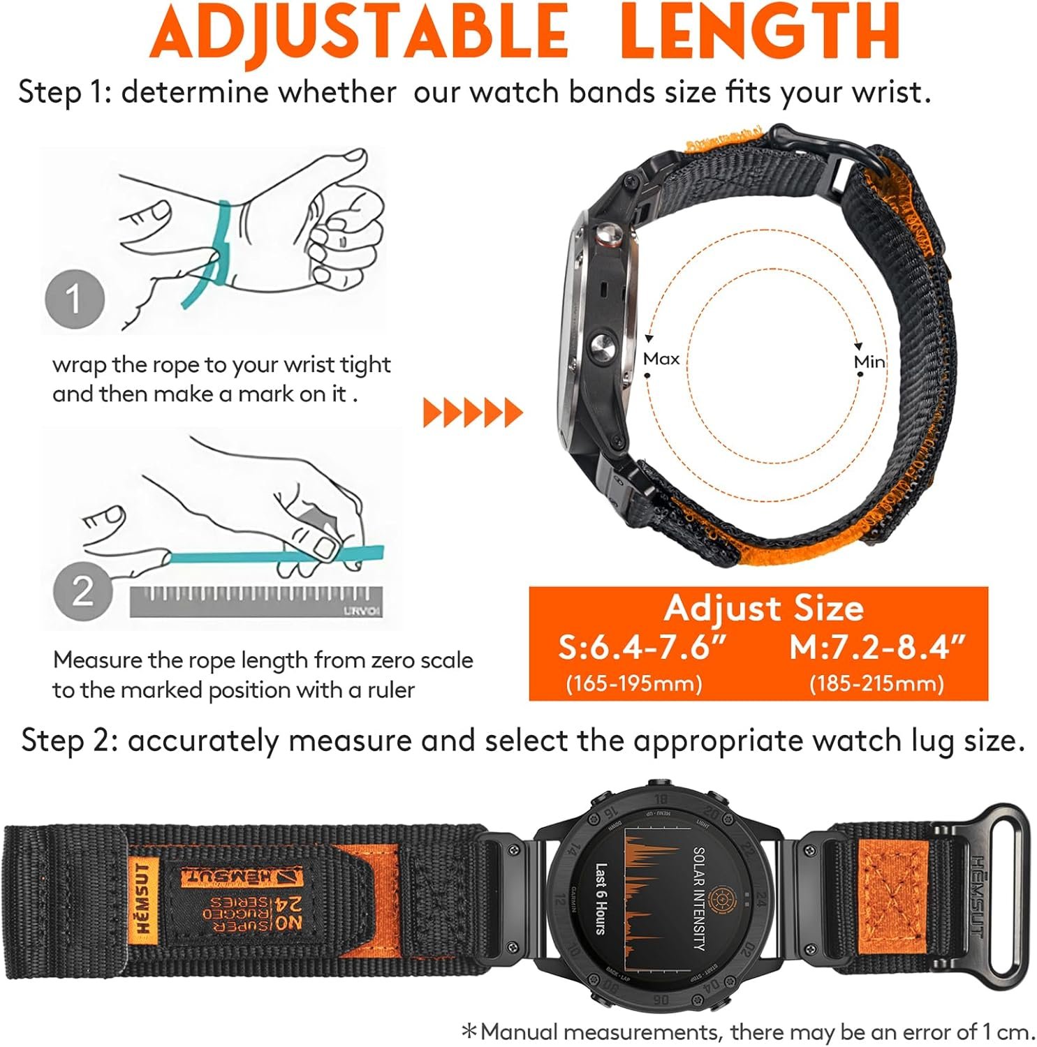 22mm Military Strap Compatible with Garmin Fenix 8 47mm /7/7 Pro/6/6 Pro/5/5 Plus/E 47mm, MARQ Athlete/Golfer/Driver/Captain/Adventurer/Commander, Instinct 2/Crossover/Tacical/Esports/Tide, D2 Delta S/Descent G1, Approach S60/62/S70 47mm, Forerunner965/955/945/935/745,Quatix 6/5, Epix 2, Nylon Sports Watch Band - Image 4