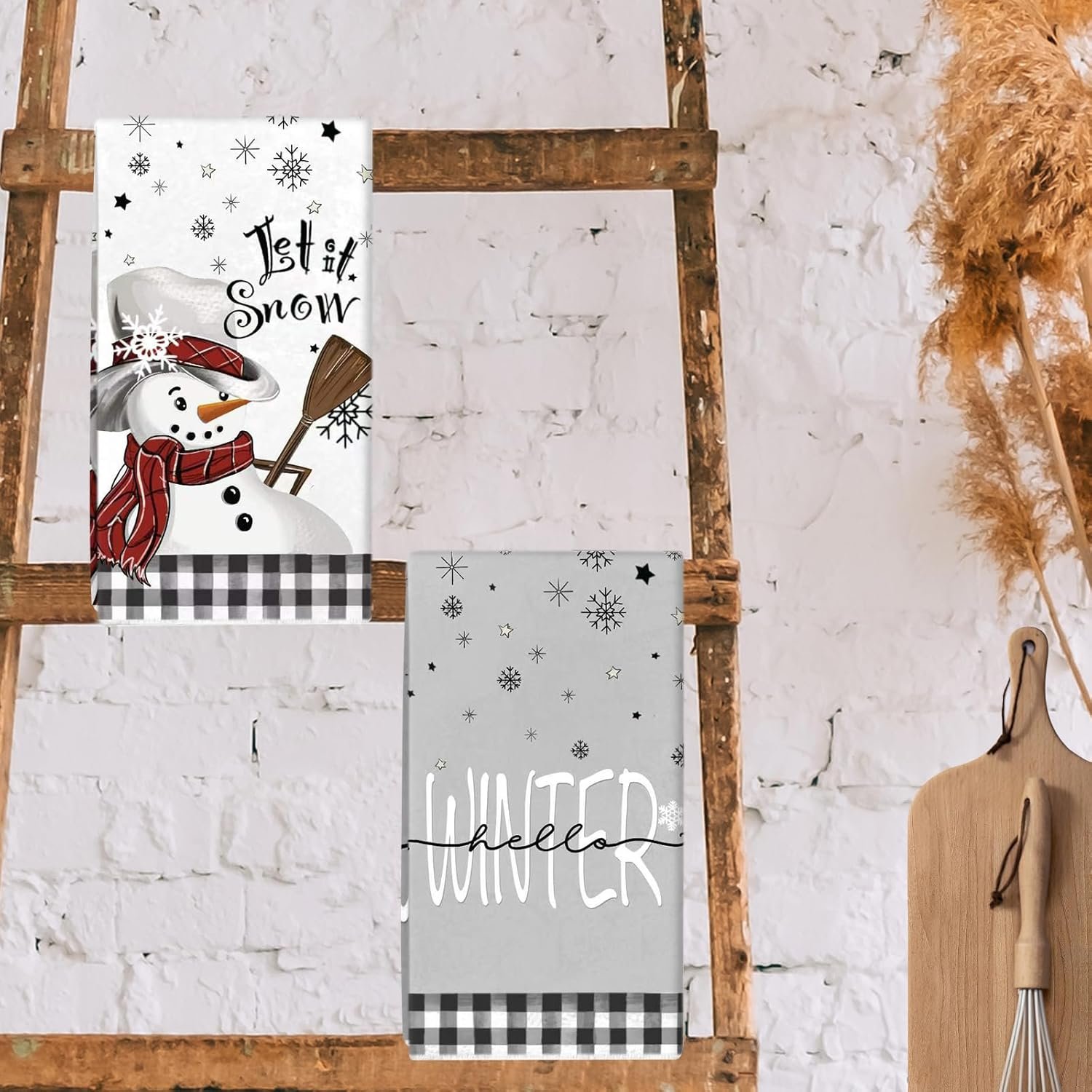 2 Pack Snowman Christmas Kitchen Towels Dish Towels, 16 Inch X 26 Inch, Lint Free Winter Decoration Hand Towels for Home - Image 8
