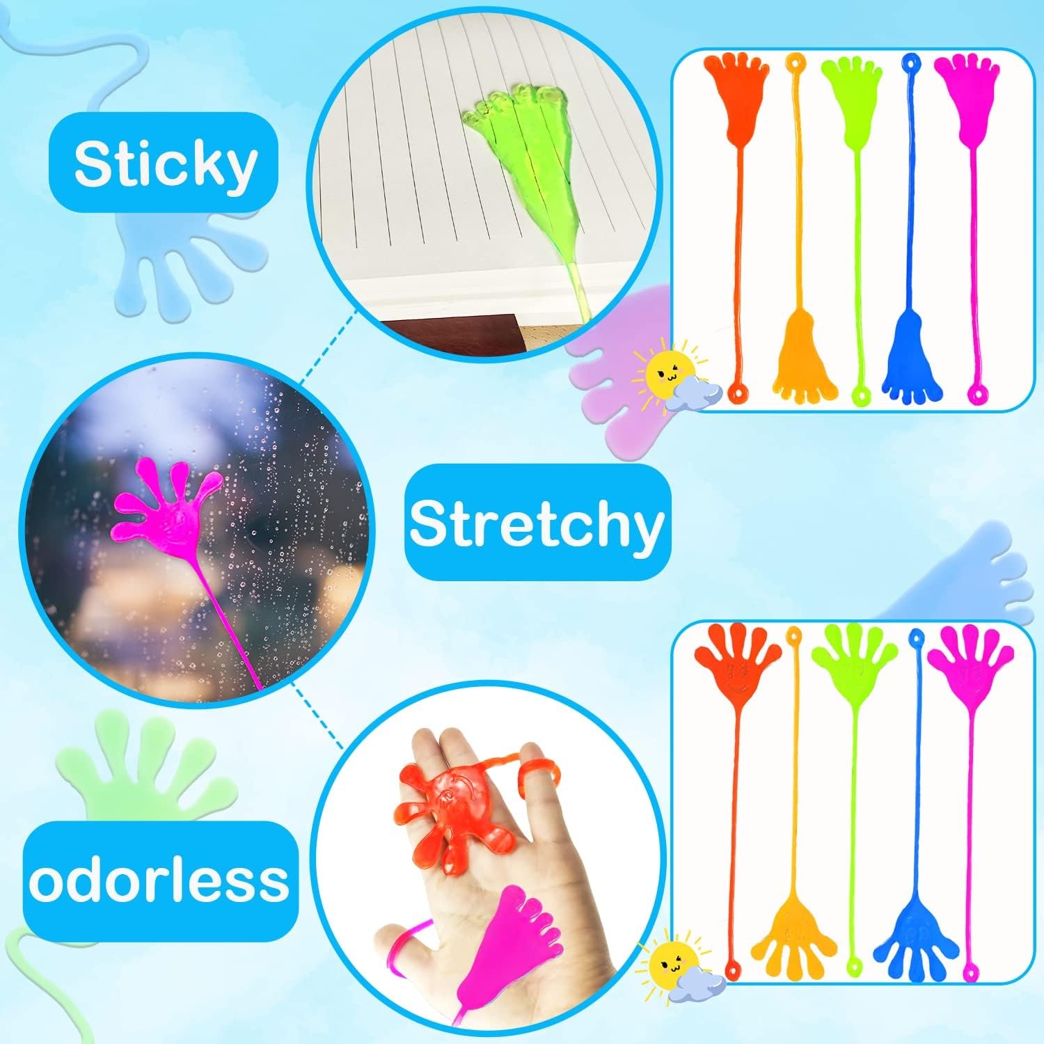 Sticky Hands & Feet Party Favors Supplies for Kids (20 PCS), Christmas Birthday Pinata Goodie Bag Stocking Stuffers Fillers for Toddlers, Classroom Students Treats Prizes Toys Gifts for Boys Girls - Image 6