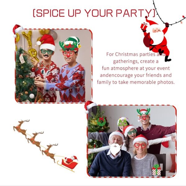 LEVSUPTY 44Pcs Christmas Party Photo Booth with Stick Props Kit for Adults Kids for Christmas Theme Party Favors Decorations Decor Supplies,Funny Xmas Selfie Props… - Image 3