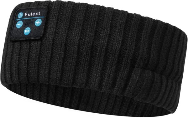 Sleep Headphones Bluetooth Beanie Headband, Wireless Ear Muffs Winter Knit Headphone Headband Ear Warmers Christmas Stocking Stuffers Gifts for Women Men Dad Mom Friend Teens Him Her, Black - Image 2