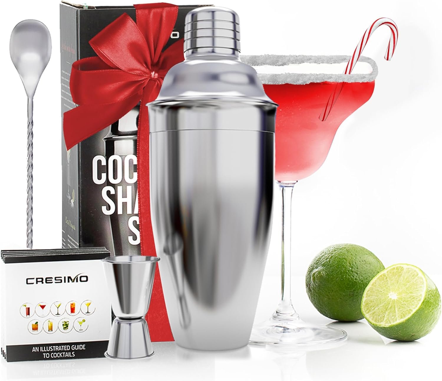 24oz Cocktail Shaker Set with Bar Accessories for Home Bar Shaker Set - Martini Shaker, Jigger, Drink Shaker Mixer Spoon - Alcohol Shaker Bartender Gift - Bartending Kit Essential for Home - Cresimo - Image 2