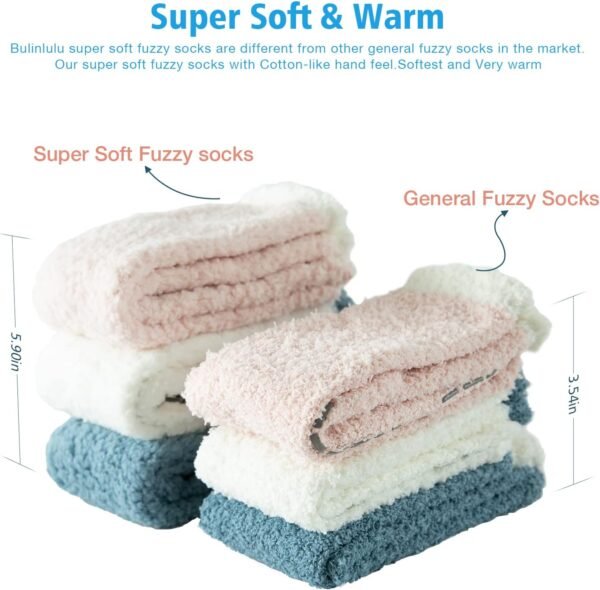 Bulinlulu Fuzzy Socks for Women with Grips Plush Fuzzy Socks Sleep Cozy socks Sleep Socks Winter Soft Fluffy Socks - Image 4