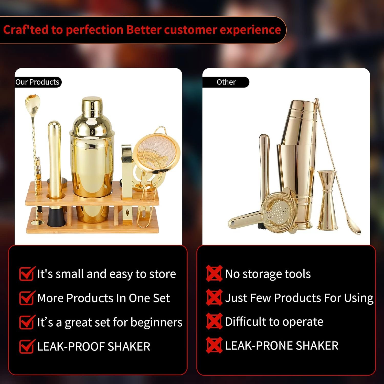Bartender Kit 11-Piece Cocktail Shaker-Muddler for Cocktails 25oz Boston Shaker-Bar Accessories with Stylish Bamboo Stand Mix Drink Shaker kit Perfect Martini kit with Cocktail Recipes Booklet - Image 4