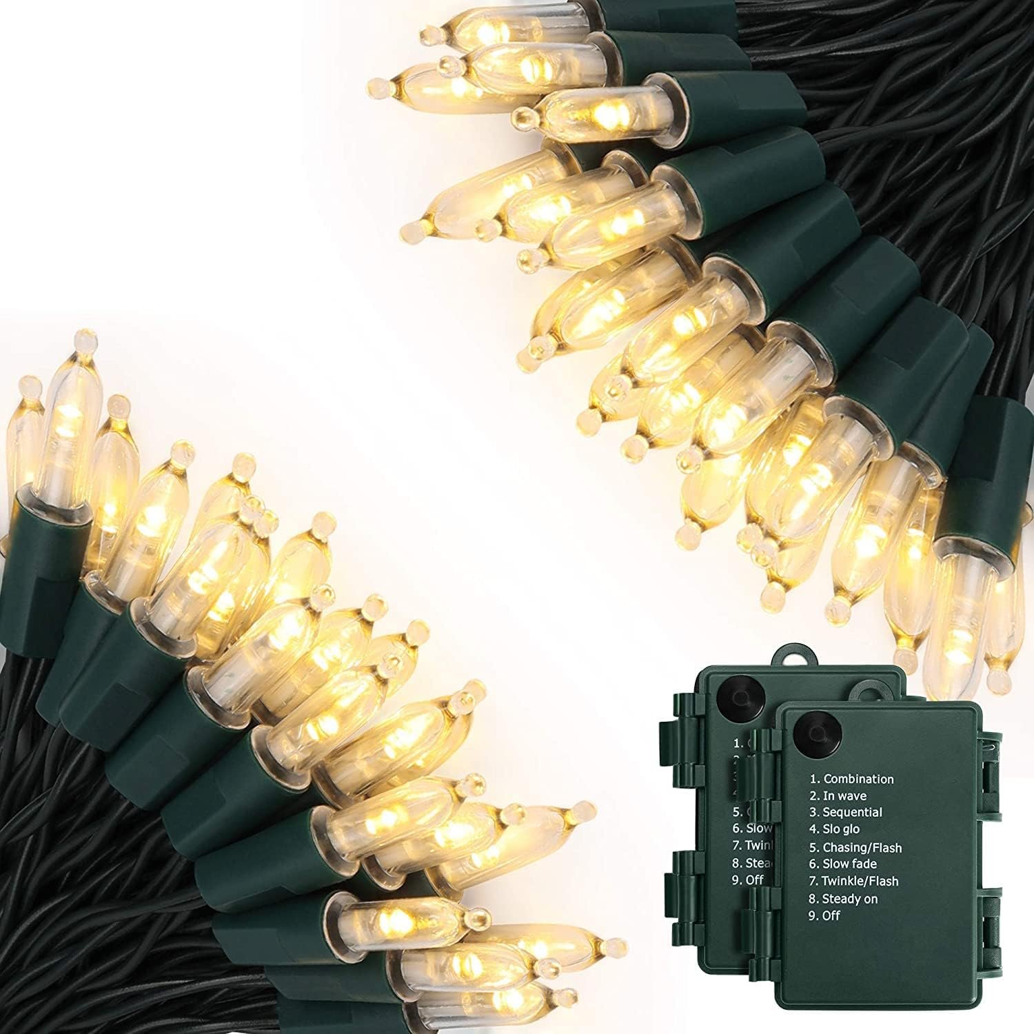 KOUQIYA Battery Operated Christmas Lights 2 Pack, 17ft 50 LED Mini String Lights with Auto-Timer 8 Modes Waterproof Tree Lights (Warm White - Image 2