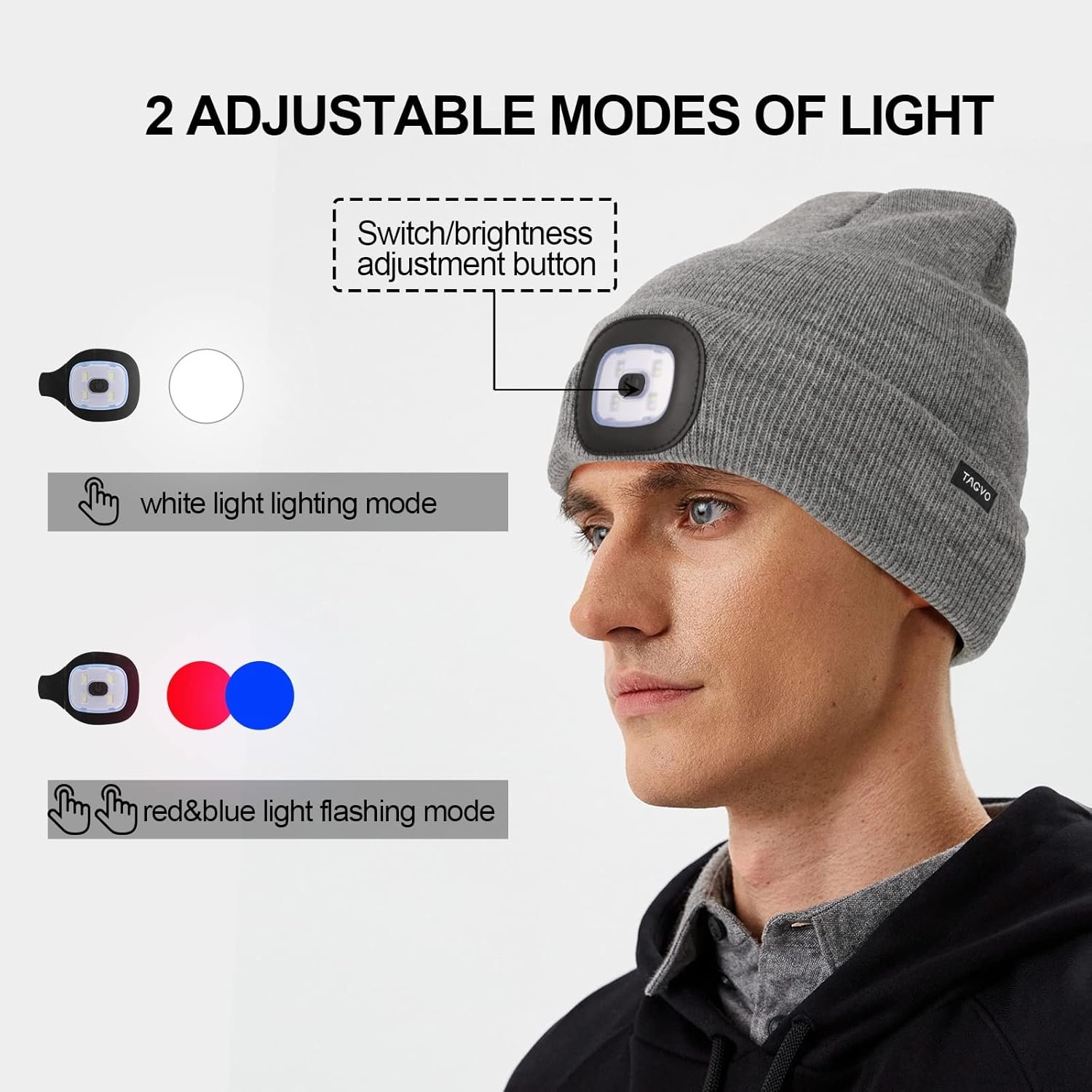 Unisex Beanie with The Light, USB Rechargeable LED Caps, Flashlight Hat Headlamp Beanie Gifts for Dad Father Husband - Image 5