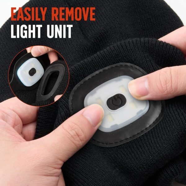 Unisex Beanie Hat with Light, Christmas Day Gifts for Men, Rechargeable Headlight Cap Winter, Stocking Stuffers for Men, Adults, Teens, Dad, Father, Husband, Cool Gadget Gifts for Women, Black - Image 4