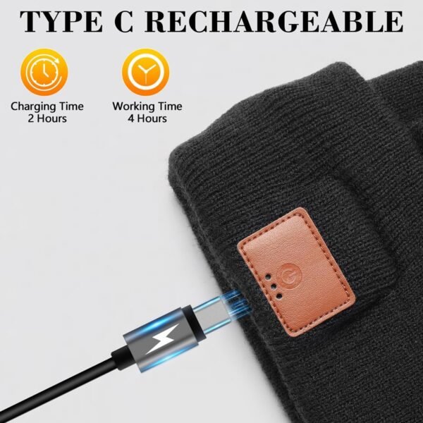 RANCOVY LED Beanie with Light, Unisex USB Rechargeable Headlamp Beanie Flashlight Beanie Hat for Men Women - Image 6