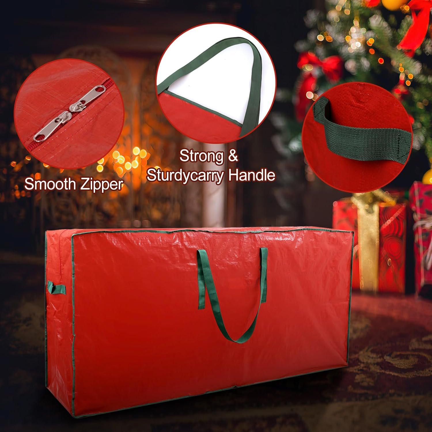 TREE STORAGE BAG 2-pack Christmas Tree Storage Bag Fits Up to 7.5 Ft Tall Disassembled Tree 45 X 15 X 20 INCH Holiday Tree Storages Waterproof Material Protects Dust Container Handles and Sleek Zipper - Image 4