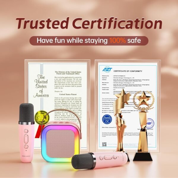 TOP Mini Karaoke Machine for Kids (with 14M+ Songs), Christmas Birthday Gifts Ideas for Girls Toy Ages 3-12+, Portable Bluetooth Speaker with 1 Wireless Microphone - Pink - Image 7