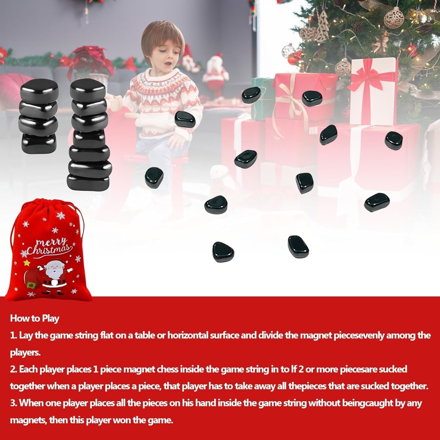 20 Pcs Christmas Magnetic Chess Game, Premium Magnetic Chess Game, Magnetic Chess, Multiplayer Magnet Board Game, Christmas Games, 1 to 4 Players, Cluster Game for Kids Adult Board Games - Image 4