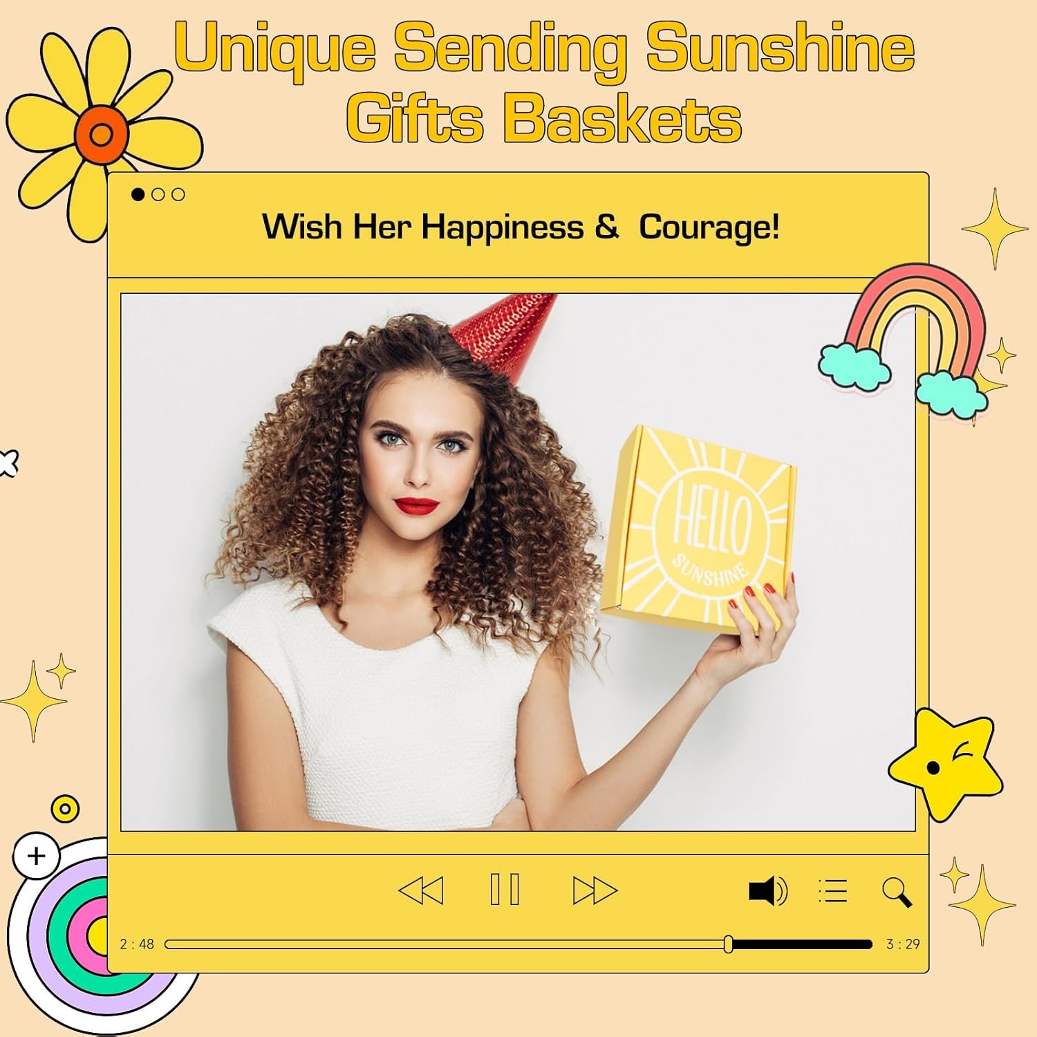 Gift Baskets for Women, 10pcs Unique Birthday Gifts for Women, Best Friend Birthday Gifts, Get Well Soon Gift Basket Sending Sunshine Gifts Cheer Up Box for Sister Friendship - BRIGHTEN UP HER DAY! - Image 3