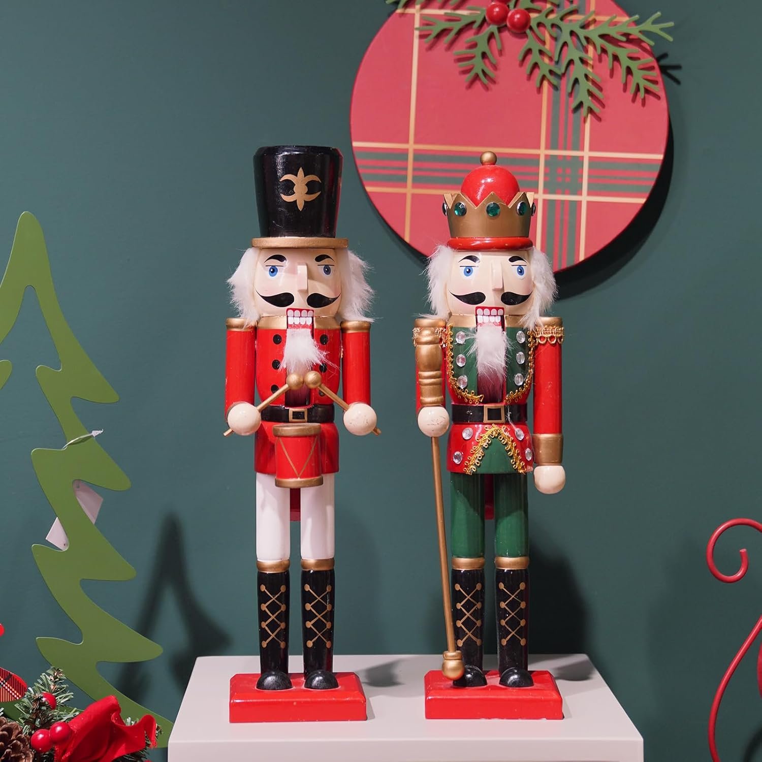 Christmas Nutcracker Soldier Figurine Decorations - 14.75H in Nutcracker Christmas Decor Traditional Soldiers Wooden Red Nutcracker Xmas Festive Gifts Farmhouse Décor for Fireplace Newman House Studio - Image 6