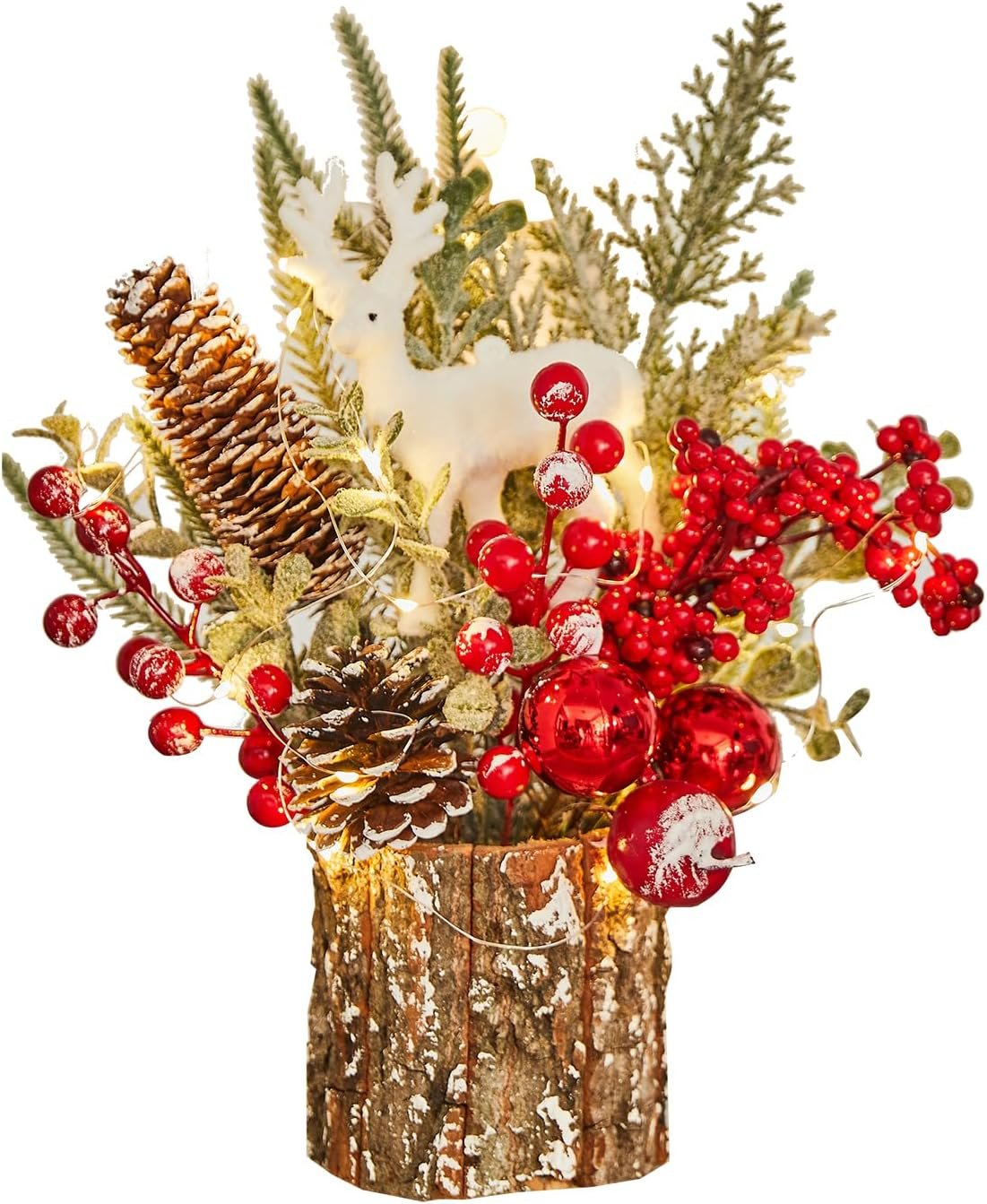 Xmas Decor Small Christmas Tree with Lights - Artificial Tabletop Lighted Mini Christmas Tree with Christmas Ornaments Gnomes Indoor for Office Desk Home Decorations - Image 2