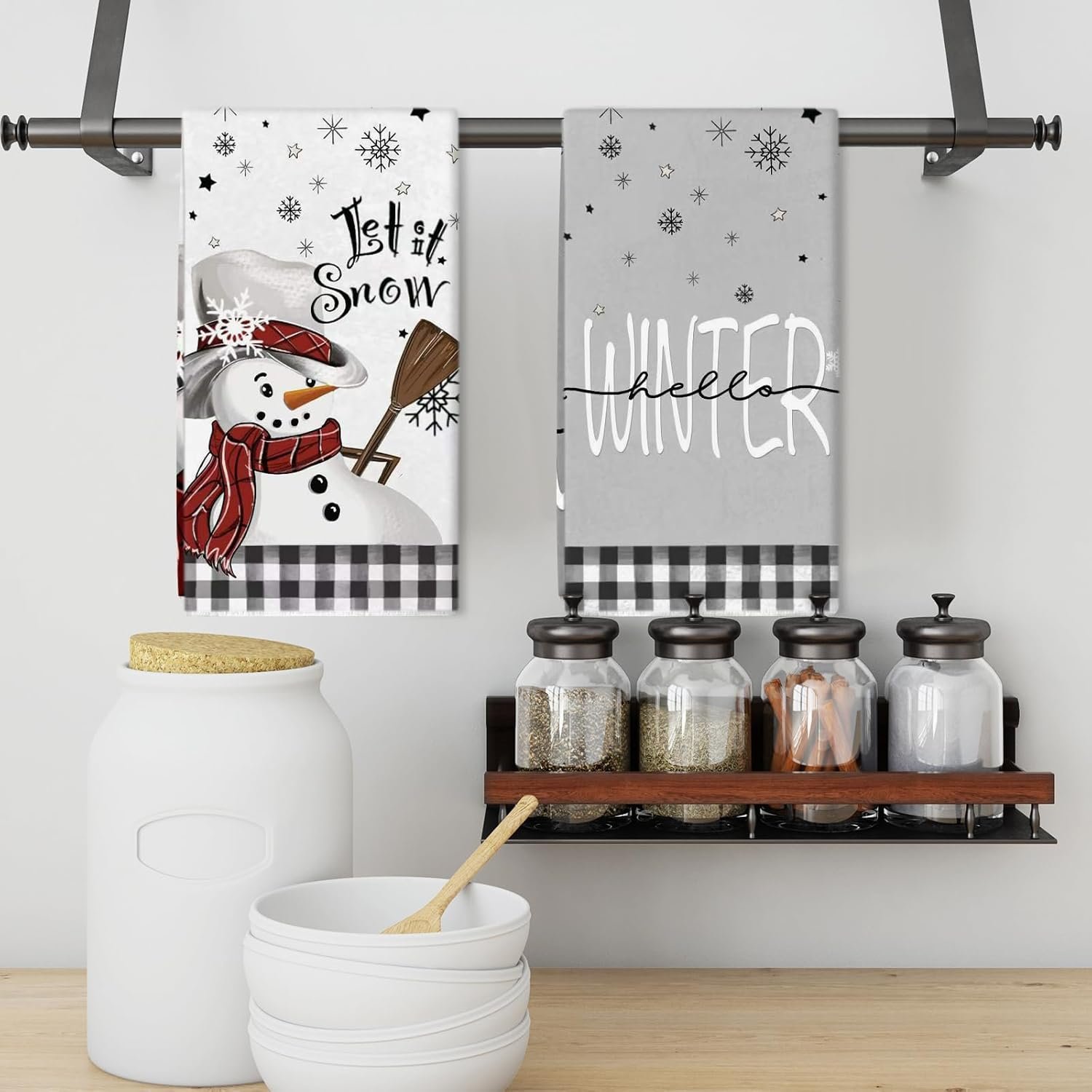 2 Pack Snowman Christmas Kitchen Towels Dish Towels, 16 Inch X 26 Inch, Lint Free Winter Decoration Hand Towels for Home - Image 7
